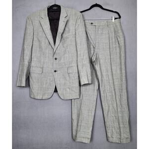 Jos A Bank Suit Mens 42L 34W Gray Glen Plaid Wool 2 Button 2 Piece Blazer Pants